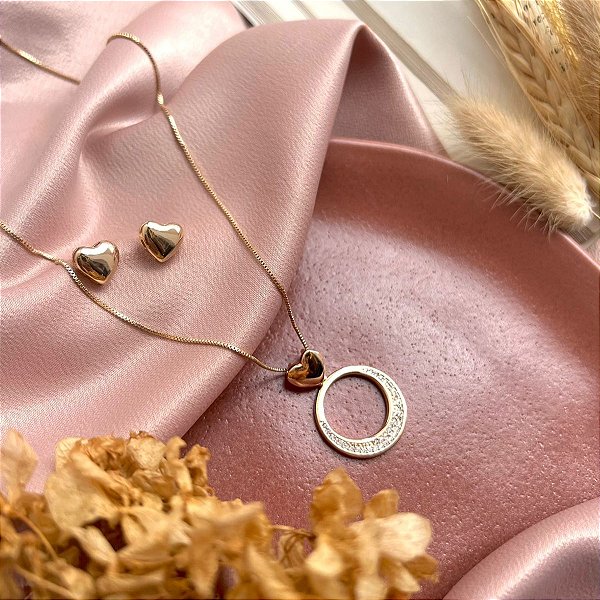 Conjunto Colar + Brinco Heart