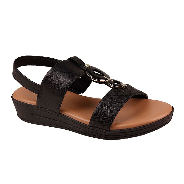 Sandália Anabela Plataforma Feminina Elástica Usaflex Mm0705