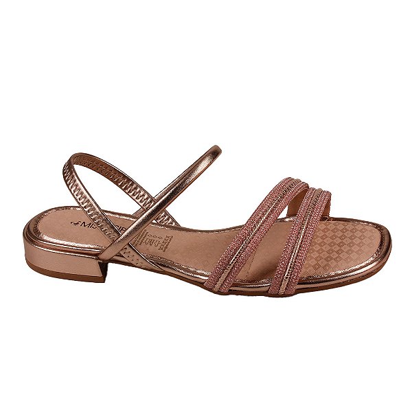 Sandália Rasteira Tiras Brilhantes Feminina Mississipi Mb943