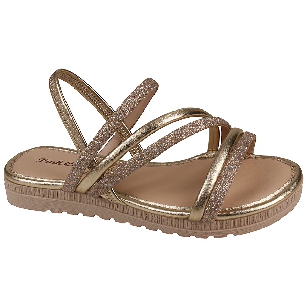 Sandália Casual Infantil Menina Metalizada Pink Cats V4043