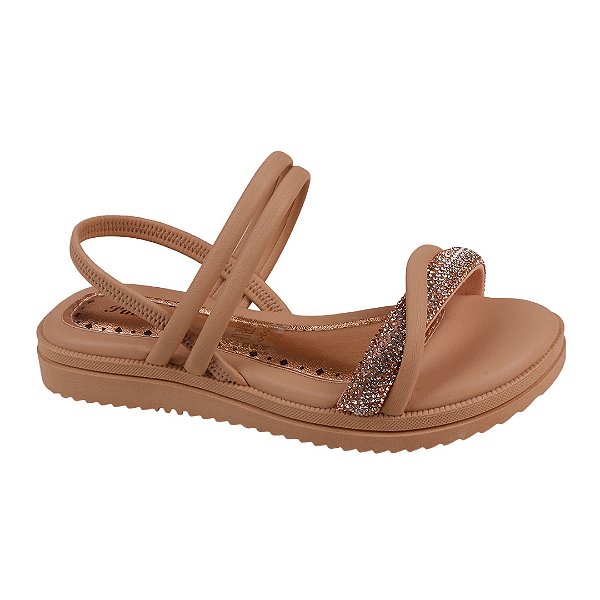 Sandália Casual Infantil Menina Tiras Strass Pink Cats V4611