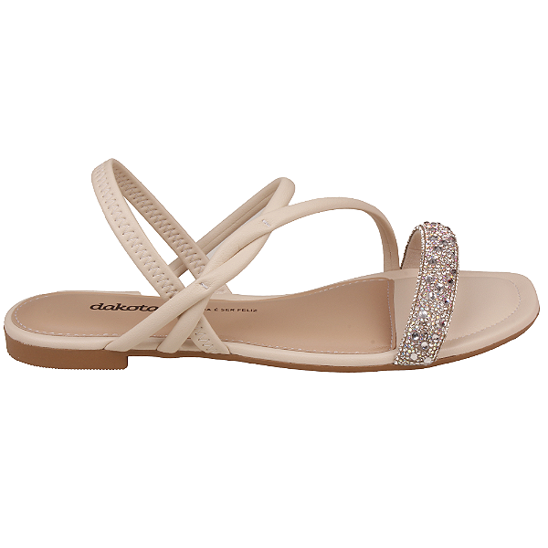 Sandália Rasteira Feminina Com Strass Dakota Y7713