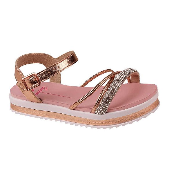 Sandália Flatform Infantil Menina Strass Molekinha 23051565