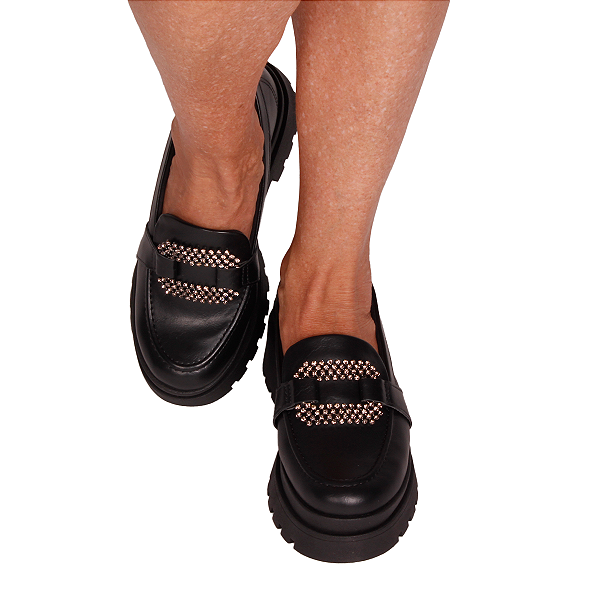 Sapato Loafer Feminino Sola Alta Slip On Confortável Dakota D0292