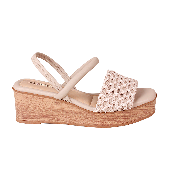 Sandália anabela Calce Fácil Casual Moda Feminino Mississipi Mf494