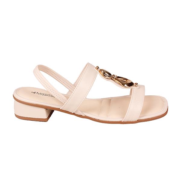 Sandália Salto Bloco Metalizada Feminino Mississipi Mf893