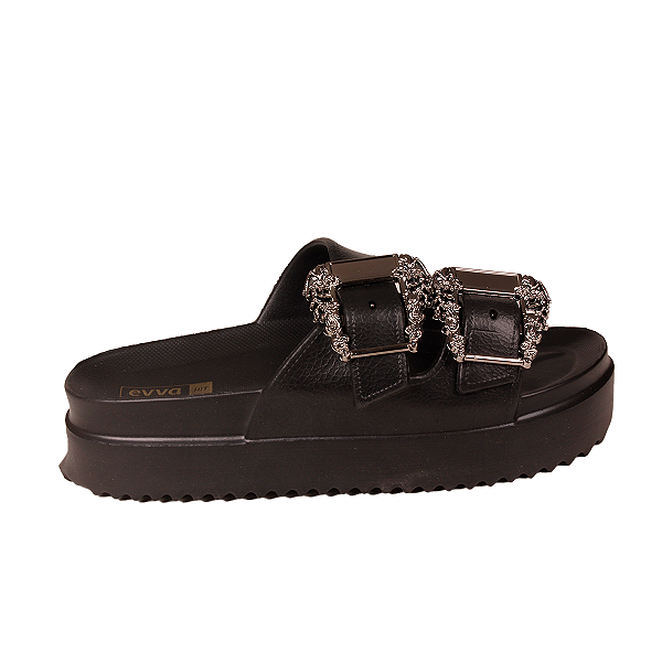 Birken Casual Confortável Fivela Metalizado Feminino Evva Birk Abs