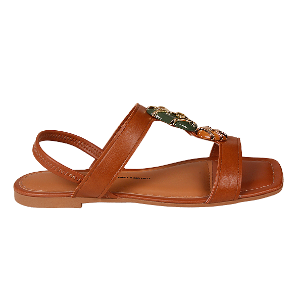 Sandália rasteira Calce Fácil Moda Pedraria Feminino Dakota Y9611