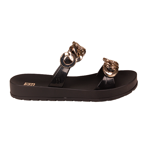 Tamanco Slide Metalizado Casual Conforto Feminino Grendene 19309 Zaxy Rings