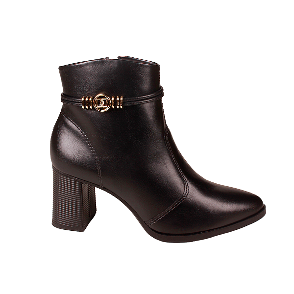 Bota Cano Baixo Curto Zíper Salto Bloco Moda Feminina Dakota D2162