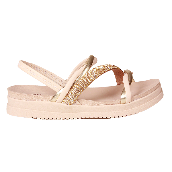 Sandália flatform Casual Conforto Brilho Feminino Mississipi