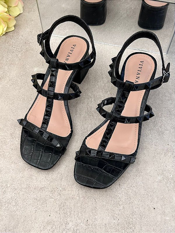 Sandália Croco Preto Persea