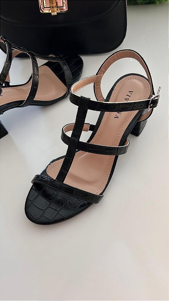 Sandália Taissa Croco Preto
