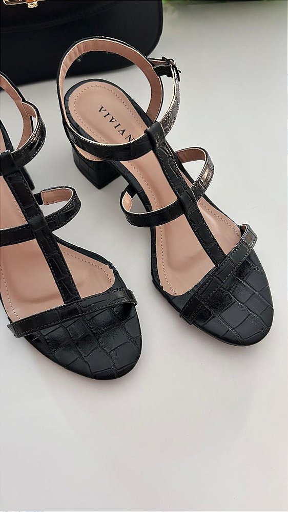 Sandália Taissa Croco Preto