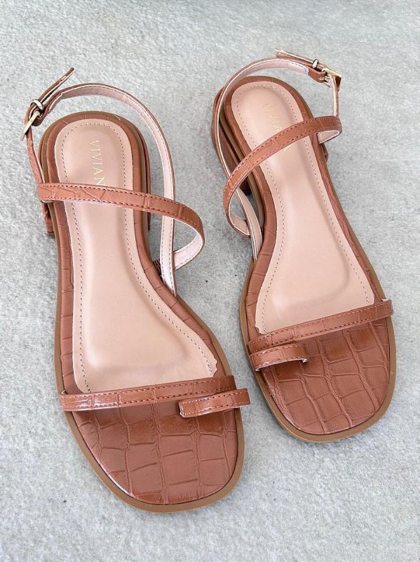 Sandália Penny Croco Caramelo