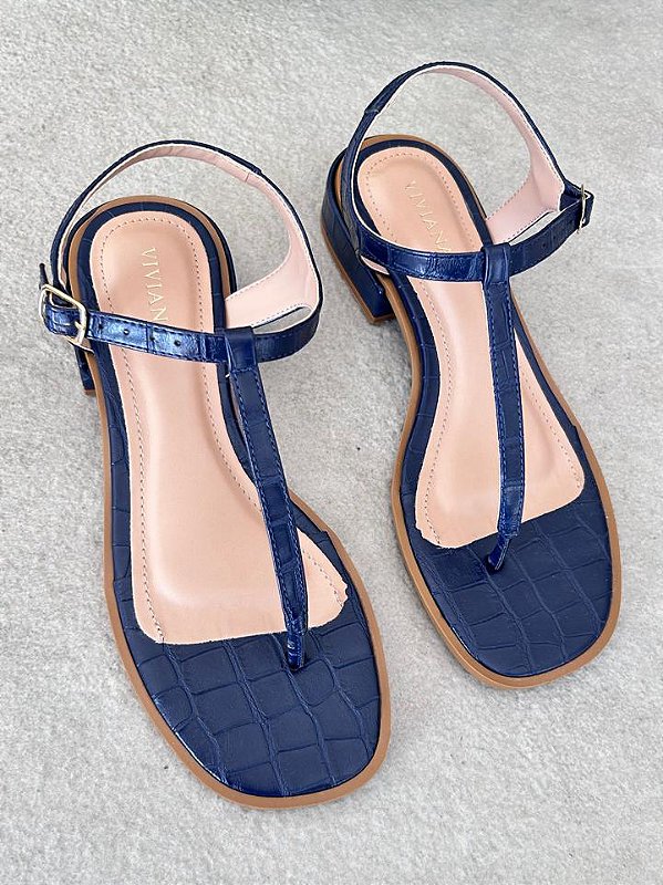 Sandália Ciccy Croco Marinho