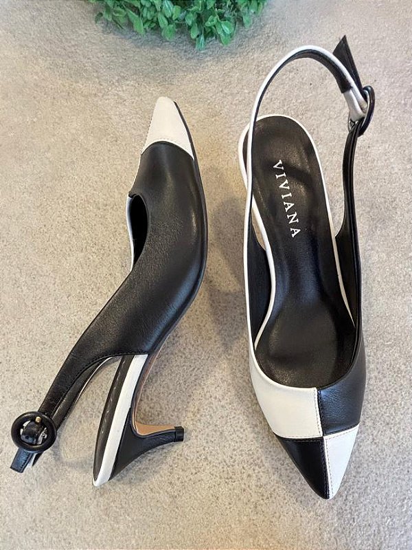 Scarpin Giulietta Preto e Off White
