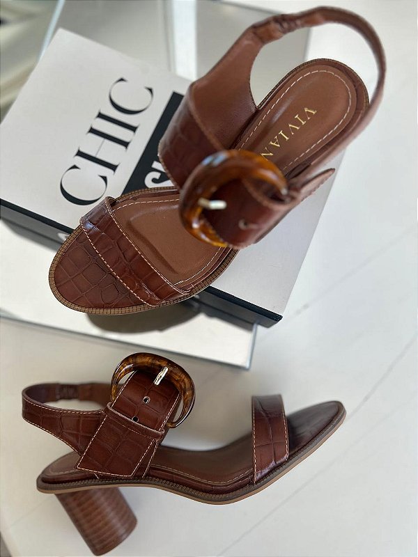 Sandália Marcela Croco Wood