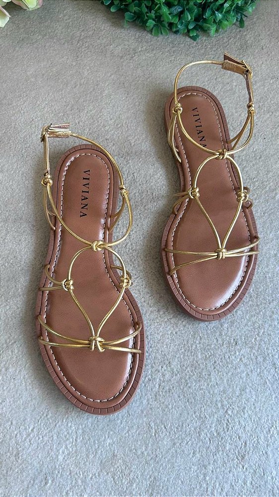 Ilha Bela Sandália Rasteira ouro light