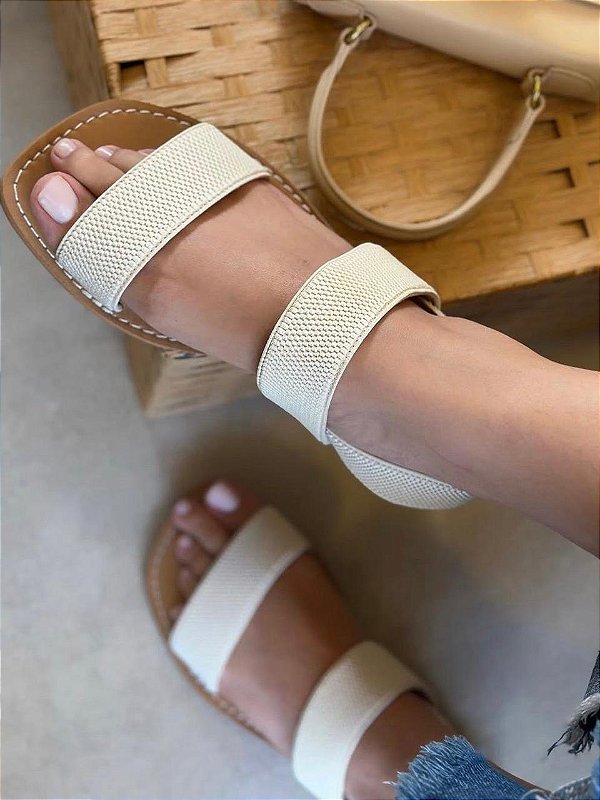 Rasteira Astúrias Elástico Off White