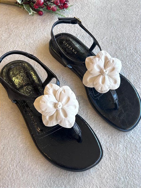 Sandália Ginger Preto Flor