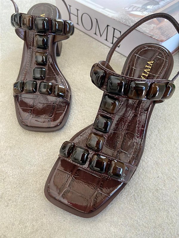 Sandália Lavinia Croco Brown