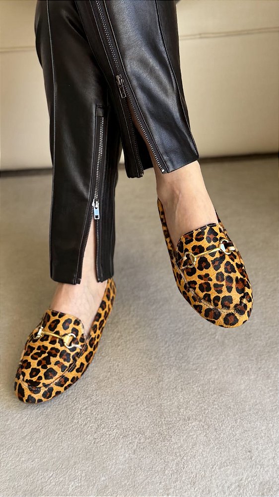 Mocassim Adrian Pêlo Leopardo
