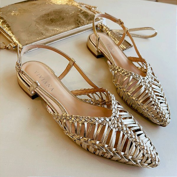 Sapatilha Slingback Laila ouro light