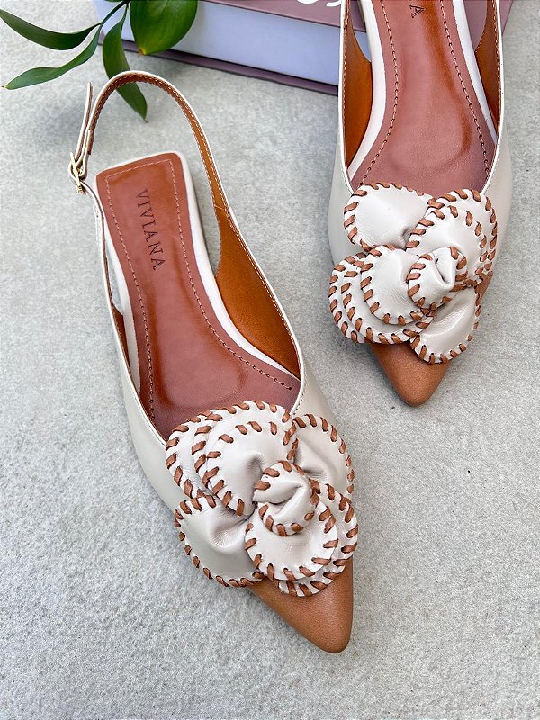 Sapatilha Cindy off white/ ocre
