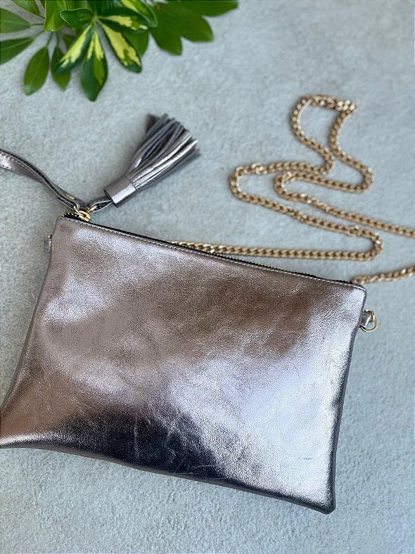 Bolsa Azuza tiracolo Prata Velho