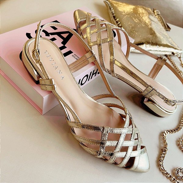 Sapatilha slingback Laila ouro light