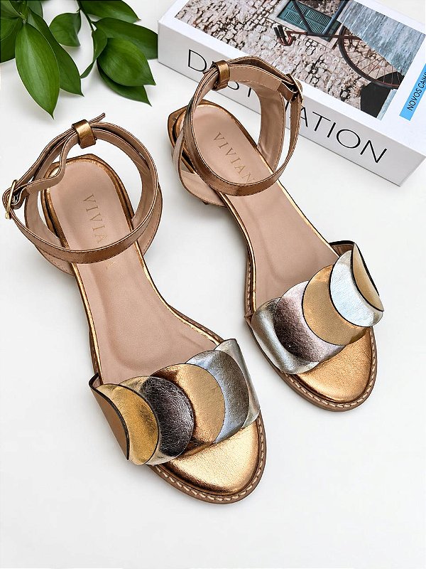 Sandália Mariana Bronze / Ouro / Prata