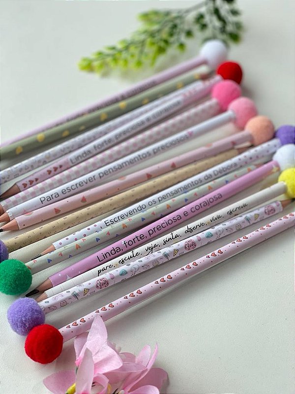 50 unidades. Lápis Fofo com pompom