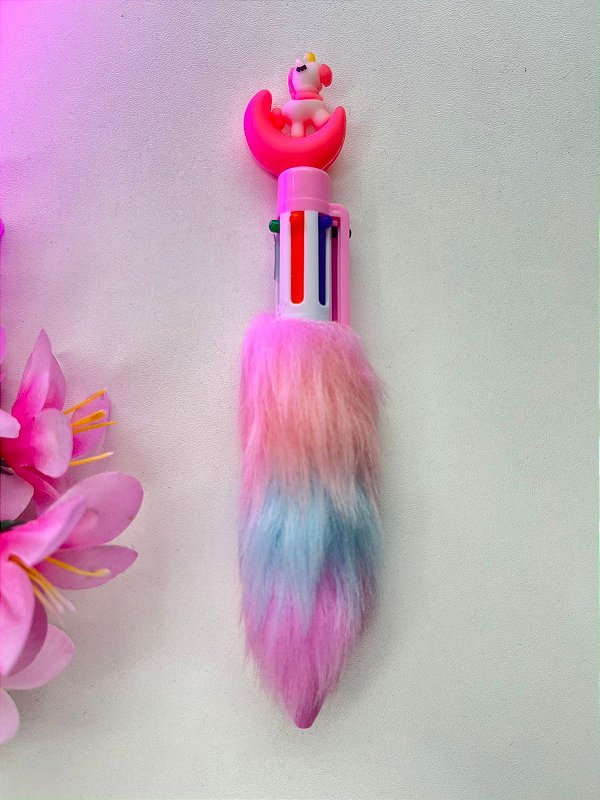 Caneta Pelúcia com 6 Cores Unicórnio