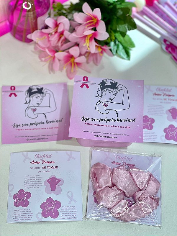 10 unid. Card com scrunchie de cetim
