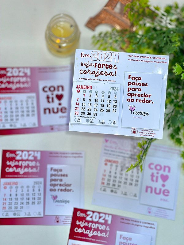 10 unidades - Mini calendário com marcador de páginas magnético