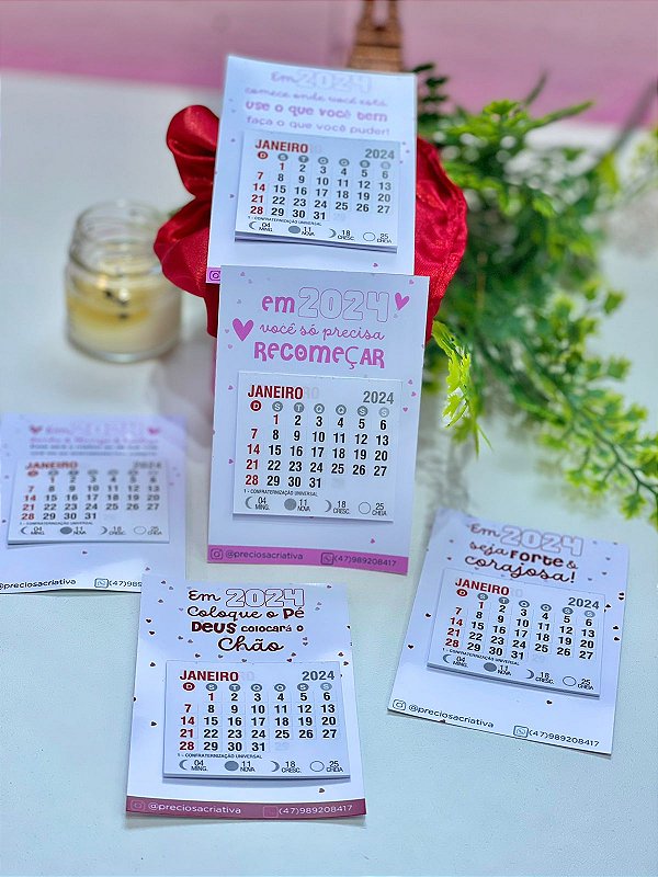 40 unidades - mini calendário imantado
