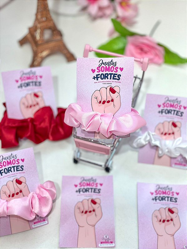 10 unid. Card com scrunchie de cetim