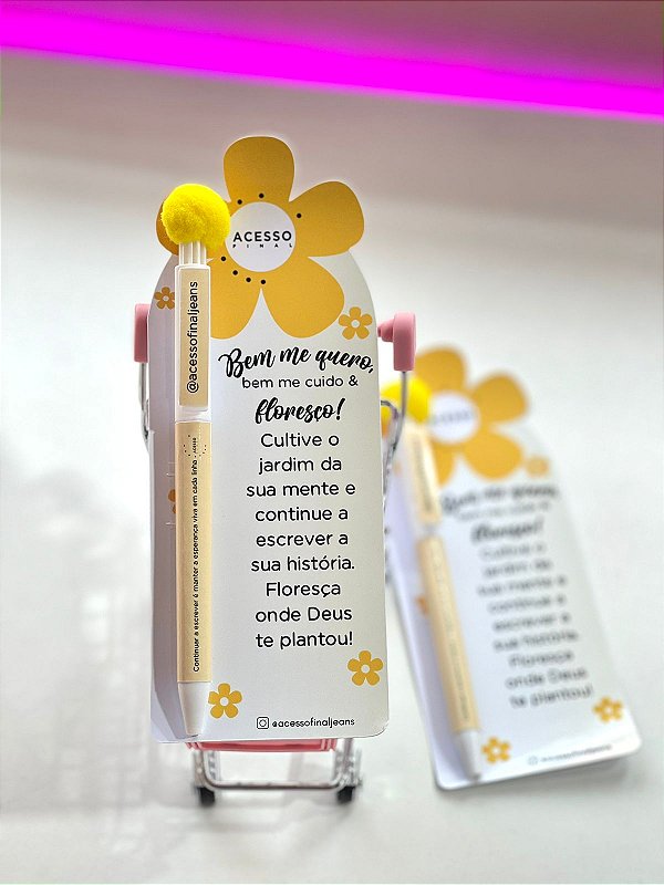 20 unidades - Card flor + caneta Setembro amarelo