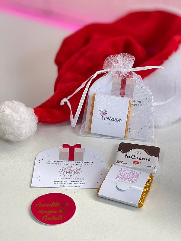 20 unidades - cacau show no saquinho de organza