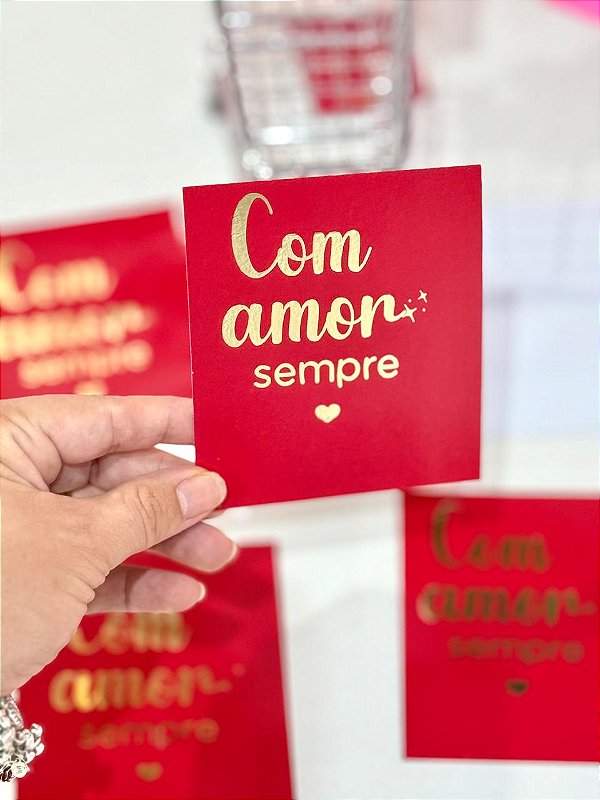 24 unidades - Card agradecimento Com amor, sempre.