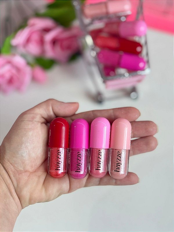 10 unidades - Mini Gloss Brilhante Efeito 3D