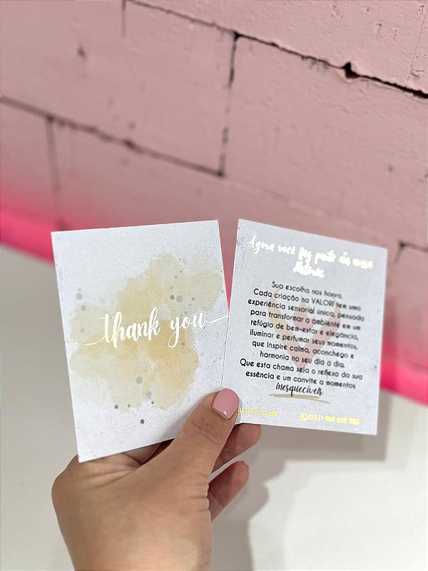 Cartão de agradecimento 8x9cm - em hotStamping