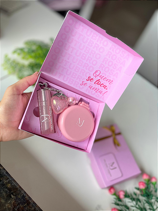 Kit caixa com Balm Labial e espelho personalizado