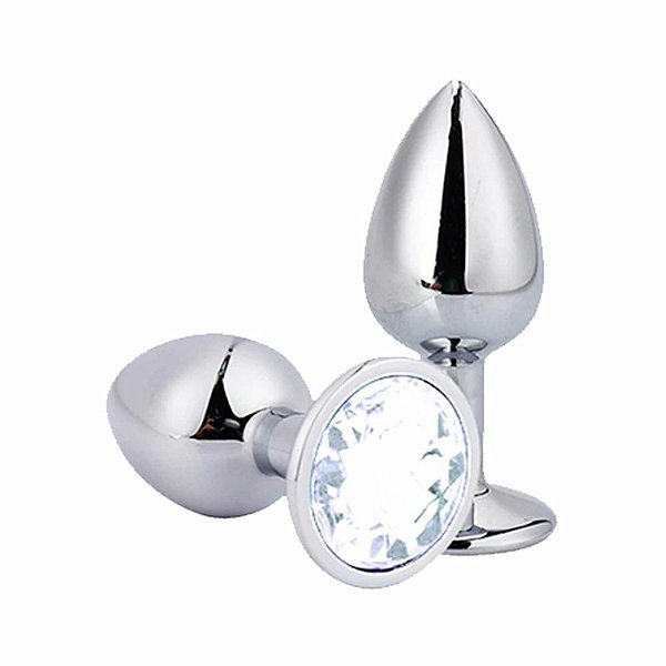 Plug Anal P Metal Cromado Pedra Transparente