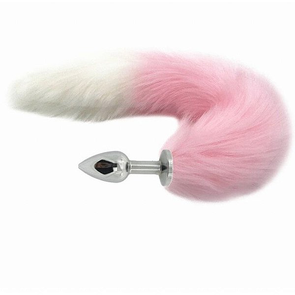 Plug Anal P Metal Cromado Rabo Rosa