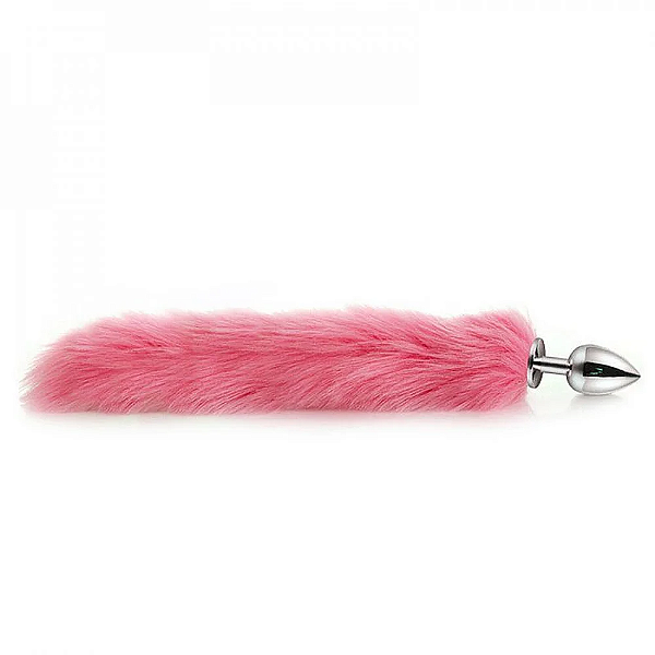 Plug Anal M Metal Cromado Rabo Rosa