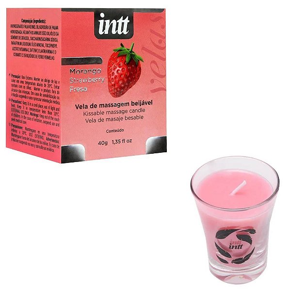 Vela Para Massagem Beijável Morango