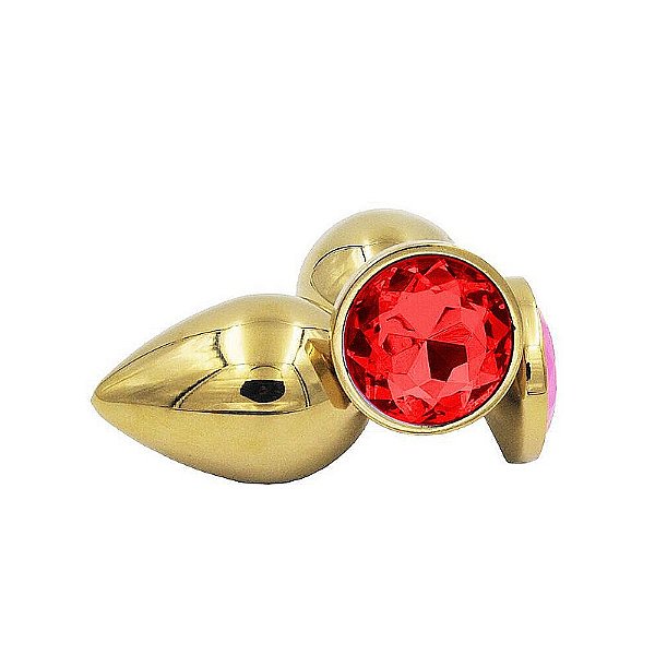 Plug Anal P Dourado Pedra Vermelha