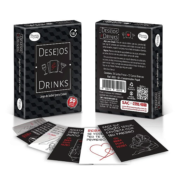 Jogo Safadinho Desejos e Drinks 50 Cartas